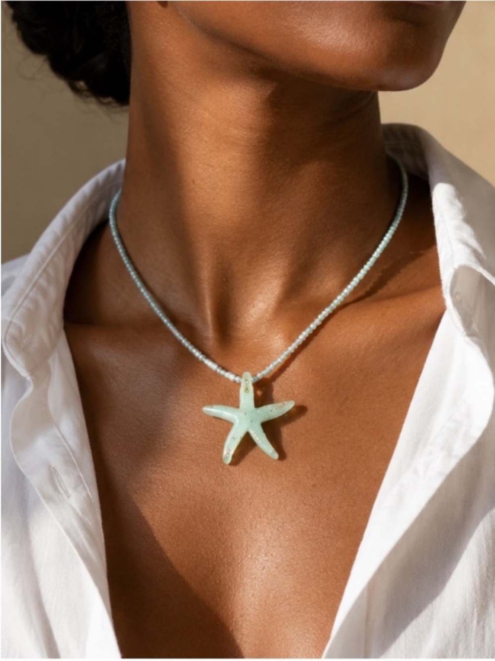 New! Coastal Beaded Starfish Necklace NWOT